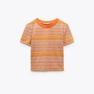 Zara New Without Tags Striped Orange and Yellow Womens Knit Shirt